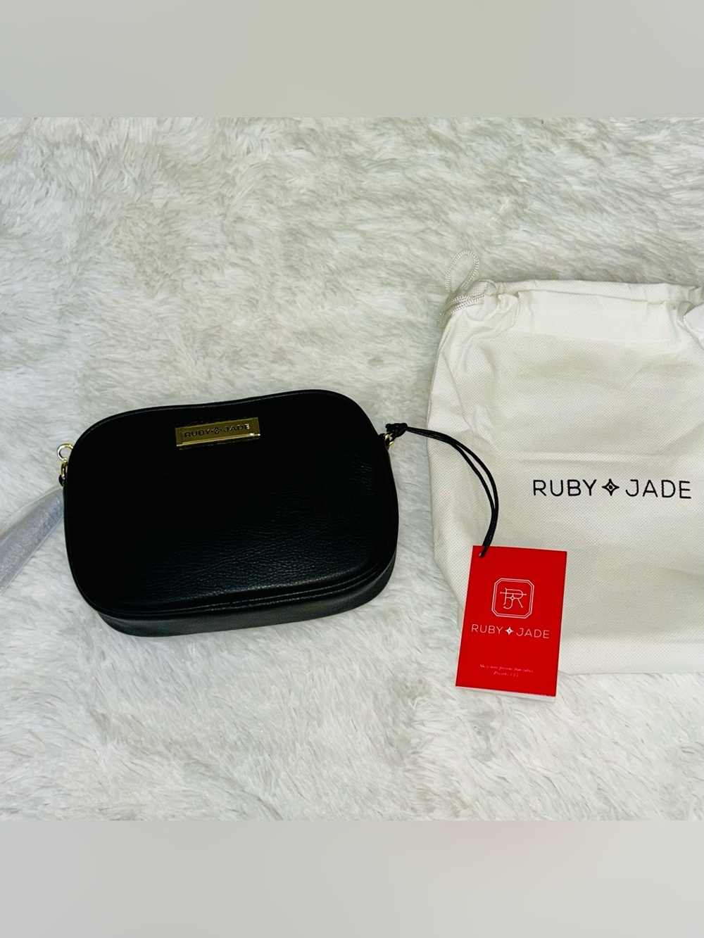 New Ruby & Jade Black Vegan Leather Crossbody Bag